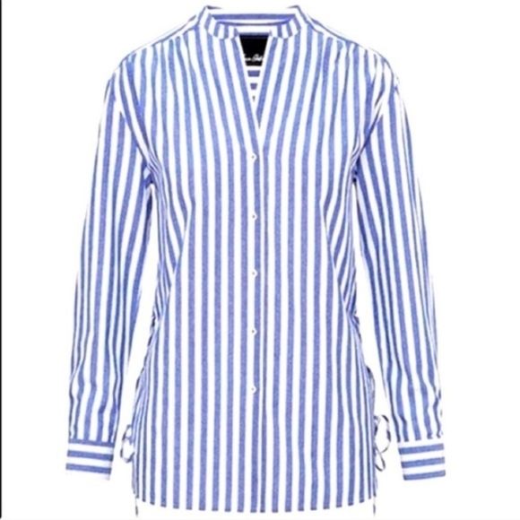 Sam Edelman Striped Side Tie Sleepshirt Blue White M - Picture 1 of 8